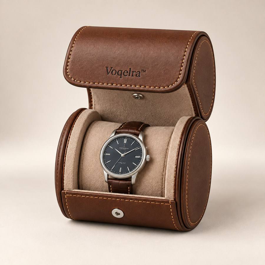 Voqelra™ Single-Watch Leather Travel Case image 01