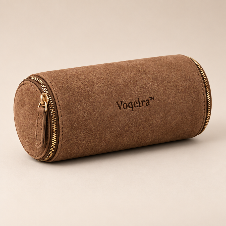 Voqelra™ Suede Cylindrical Watch Travel Case image 01