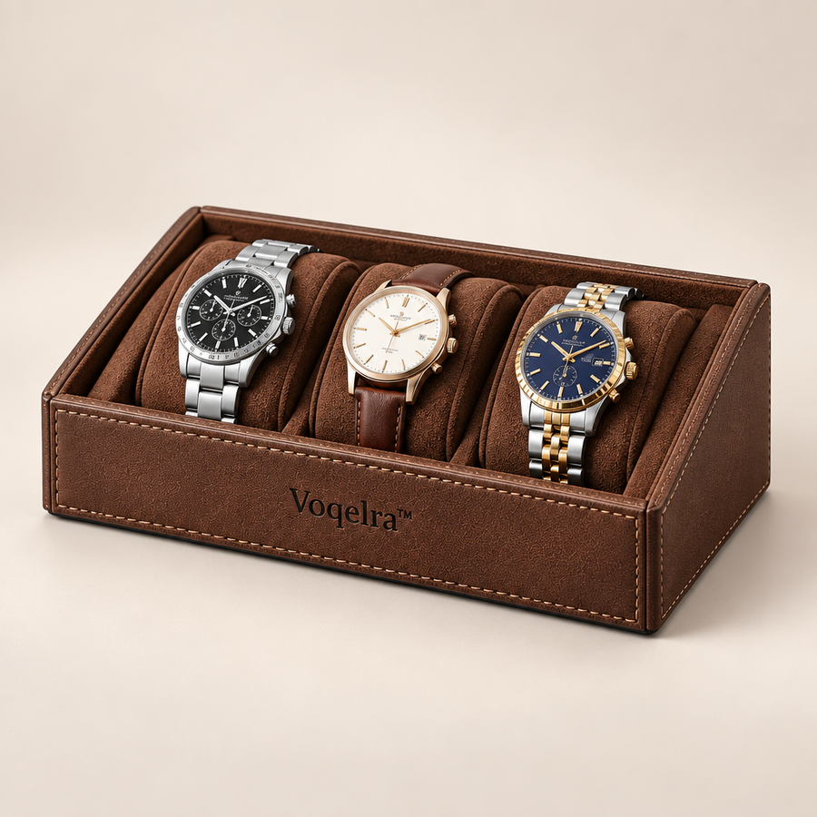 Voqelra™ Leather Desktop Watch Display Tray image 01